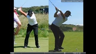 Jon Rahm golf swing  Long Iron faceon amp downtheline July 2017 [upl. by Odrareve]