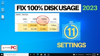 SOLVED 100 DISK USAGE Windows 10 FIX 2023 [upl. by Eislrahc]