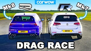 VW Golf R Mk8 v Mk75 DRAG RACE [upl. by Gow698]