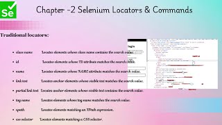 Selenium WebDriverChapter   Selenium Locators amp Commands [upl. by Anyalram]