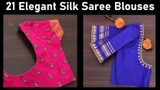 21 Elegant blouse designs to match with silk sarees  Neck amp Sleeve design  simple Aari work [upl. by Couq600]