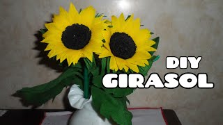 MANUALIDADES GIRASOL DE PAPEL CREPE  How to Make Paper Flower [upl. by Mohammad]