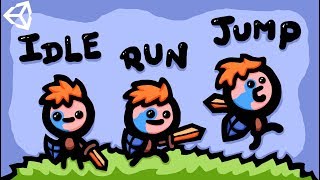 MAKING RUN IDLE amp JUMP 2D GAME ANIMATIONS  UNITY TUTORIAL [upl. by Roselle]