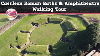 CAERLEON ROMAN BATHS amp AMPHITHEATRE WALES  Walking Tour  Pinned on Places [upl. by Gatian]