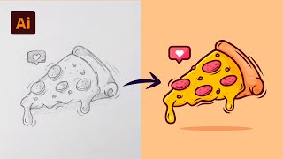 Adobe Illustrator Tutorial Create a Vector Pizza from Sketch HD [upl. by Crespo]