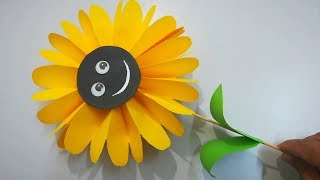 Flor de papel de girasol para niños  Origami  How to Make Sunflower Paper [upl. by Yanehs]