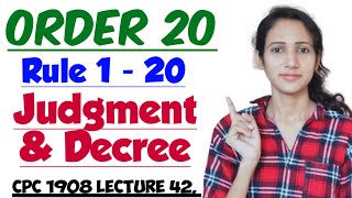 ORDER 20 OF CPC  Rule 1 to 20  Judgment and Decree in CPC  CPC 1908 LECTURE 42 [upl. by Ky467]