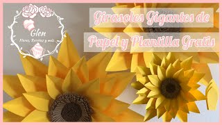 Girasoles Gigantes de Papel  Plantilla Gratis  Fáciles 🌻 [upl. by Bennir]