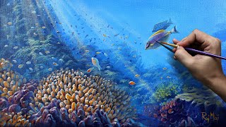 How to Paint Ocean Life  Tutorial Underwater Scenery  How to Paint in Acrylic [upl. by Haydon503]