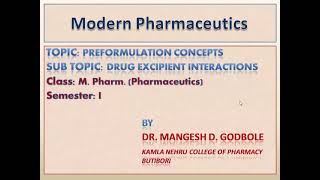 Drug excipient interactions part 4 Preformulation studies [upl. by Bikales]