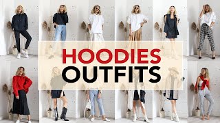 HOODIES Outfit Ideas  How To Style 18 Outfits [upl. by Neerhtak]