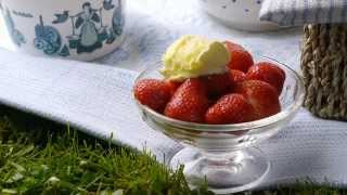 Strawberries and Roddas Cornish clotted cream [upl. by Oiralih]