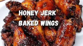 Honey Jerk Chicken Wings Baked Jerk WingsJerenesEats [upl. by Idrahs21]