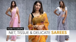 How To Style Net Sarees  Net Saree Tips [upl. by Sorel]