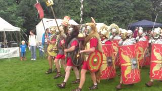 Roman Reenactment at the Amphitheatre in Caerleon Marching In [upl. by Nolyag]