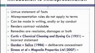 Misrepresentation Lecture 1 of 4 [upl. by Eicram]