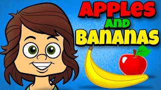 Apples and Bananas with Lyrics  Vowel Songs  Kids Songs by The Learning Station [upl. by Kosse]