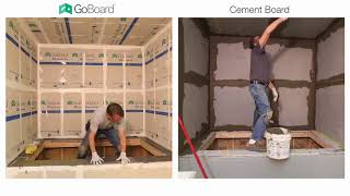 GoBoard vs Cement Board Shower Installation [upl. by Enawyd762]