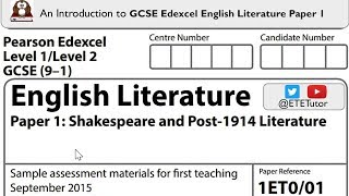 GCSE Edexcel English Literature Paper 1  An Introduction [upl. by Harolda]