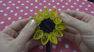 Como hacer un gran girasol de papel  Filigrana Paper quilling sunflower [upl. by Lilias]