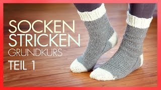 Socken Stricken mit Rundstricknadeln TEIL 1 GRUNDKURS [upl. by Aikaz545]