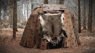 Building a Dome Hut Bark Roof Bushcraft Shelter [upl. by Elisha]