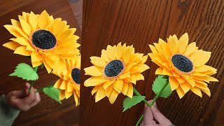 Easy Way To Make Beautiful Paper Sunflower  Paper Craft  Paper Flower  DIY Home Decor [upl. by Yurt]