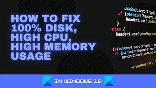 How to fix 100 Disk High CPU High Memory usage [upl. by Avruch]